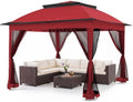 COOS BAY 11x11 Pop Up Gazebo with Netting, Canopy Tent, Red by COOSBAY