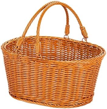 Elegant PE Handwoven Oval Storage Basket for Outdoor Camping Picnics and Home Decoration by Unknown