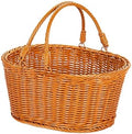 Elegant PE Handwoven Oval Storage Basket for Outdoor Camping Picnics and Home Decoration by Unknown