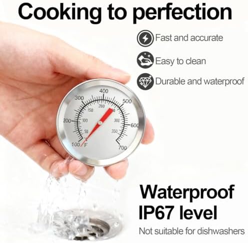 Grill Thermometer 2 Inch Dual Scale Waterproof 100-700F - Image 3