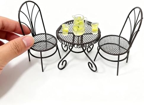 6 PCS Dollhouse 1/12 Miniatures Bistro Table Chair Set with Accessories by Makeeverychoiceabeautiful