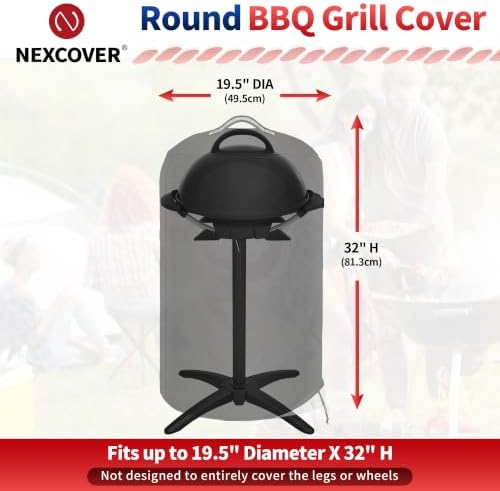 NEXCOVER Round Grill Cover -19.5” Dia for George Foreman Gfo3320 Gfo240 Crills, Dome Smoker Cover, Fade & UV Resistant Barbecue Cover,Waterproof BBQ Grill Cover, Black - Image 2
