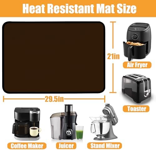 TOHONFOO Heat Resistant Mats for Countertop & Air Fryer, 29.5x21 in, Coffee - Image 3