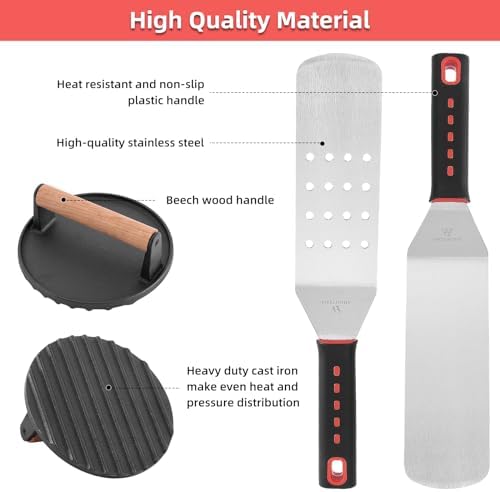 VIKEYHOME Griddle Accessories Kit, 28 Pcs Flat Top Grill Accessories Set for Blackstone, Professional Grill BBQ Spatula Set with Basting Cover, Spatula, Scraper, Bottle, Tongs, Egg Ring - Image 3