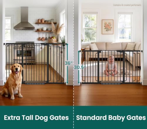Cumbor 36" Extra Tall Baby Gate, 30.4-56.8" Extra Wide Dog Gate Black - Image 2