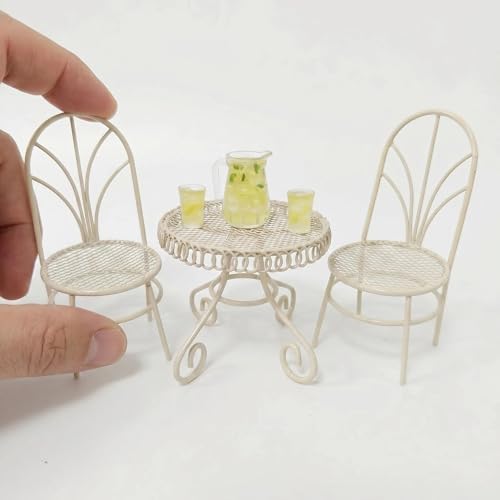 6 PCS Dollhouse 1/12 Miniatures Bistro Table Chair Set with Accessories by Makeeverychoiceabeautiful