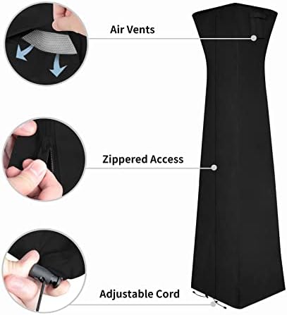 Easy-Going Pyramid Torch Patio Heater Cover, 90"H x 23"L x 23"W, Black - Image 4