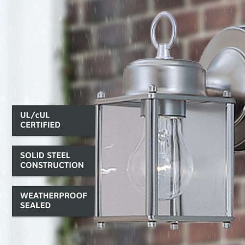 DESIGNERS FOUNTAIN Preston Outdoor Light Fixture, 8 Inch Exterior Wall Lantern Sconce for Front Door, Patio and Porch, Pewter, 1161-PW - Image 3