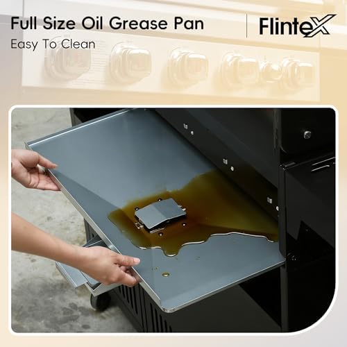 Flintex 5-Burner Gas Grill & Griddle with Side Burner, 698 sq.in Dual Fuel - Image 5