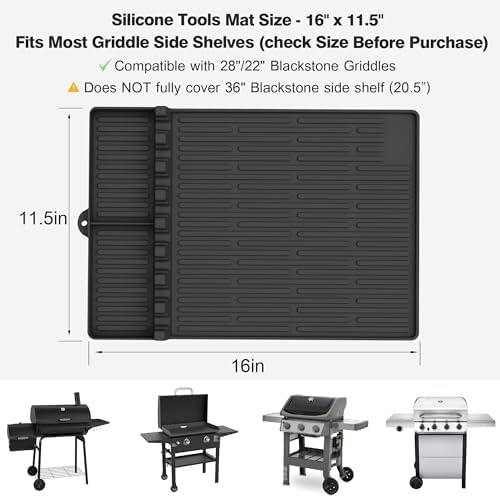Silicone Grill Mat for Blackstone Griddle Accessories, 8-Slot Tool Mat - Image 4