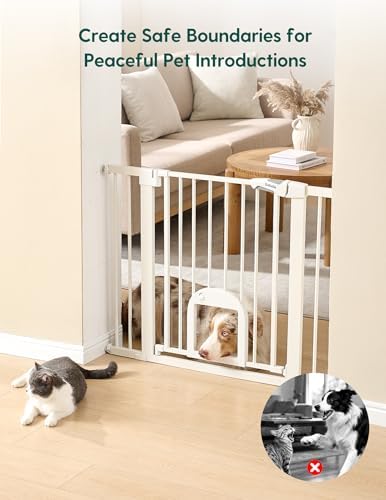 Babelio Extra Wide Dog Gate with Small Cat Door, CatPrivilege III, 29-55" - Image 3