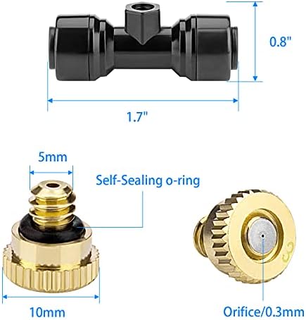 Brass Mister Nozzles 20 Pack with Misting Nozzle Tees & End Plugs - Image 2
