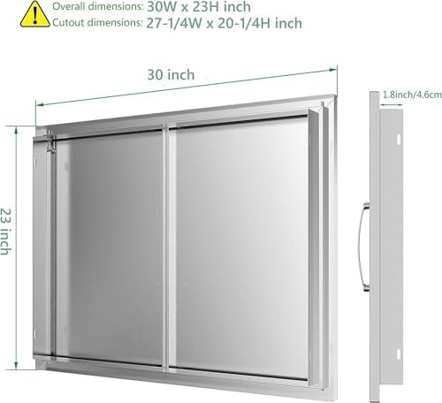 BBQ Access Double Doors 30Wx23H Flush Mount Stainless Steel Outdoor Kitchen Door for Outside Cabinets and BBQ Island - Image 2