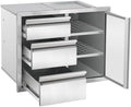 Outdoor Kitchen Drawer Combo Cabinet Stainless Steel Triple Drawers & Access Door, 28" W x 22" H x 19.5" D, Multi-Layer Design with Partition, Perfect for BBQ Grill Station by Unknown