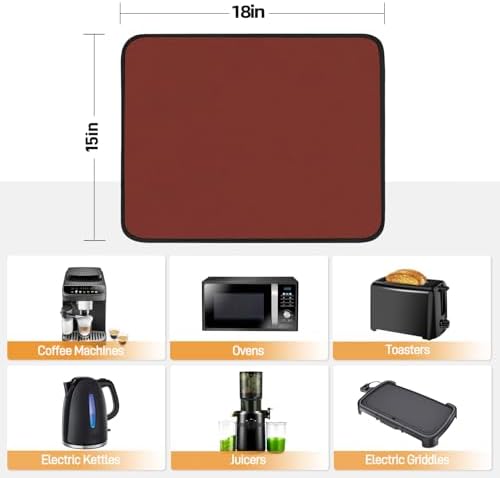 Heat Resistant Mats for Air Fryer on Countertop, 18 x 15in, Red - Image 5