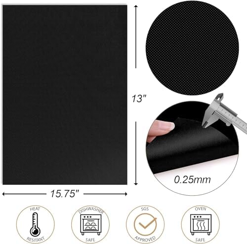 UBeesize 7-Pack Black Grill Mats, Non-Stick Reusable BBQ Grilling Cook Mats - Image 4