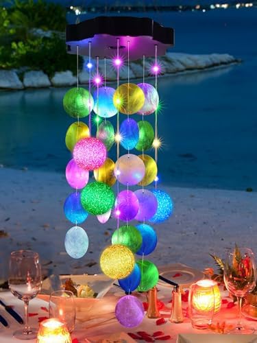 Toodour Solar Wind Chimes for Outside, Hanging Pastel Lights with 2 Modes by Toodour