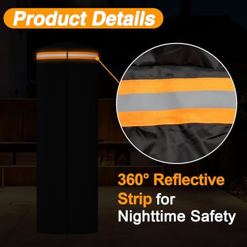 EVRBUL Full-Length Outdoor Patio Heater Cover Fits Spiral Flame LPG Patio Heaters Heavy Duty 420D Waterproof Round Propane Heater Cover with Reflective Strip Durable Zipper Drawstring 23"D×70"H - Image 6