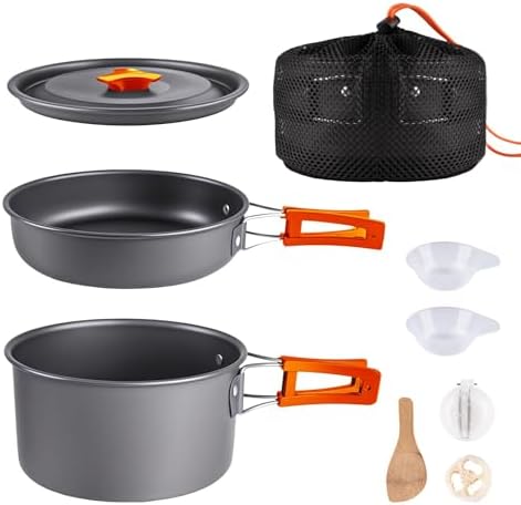 aiGear Camping Cookware with Pot Pan Kettle Cutlery Tableware 1-2 People by aiGear
