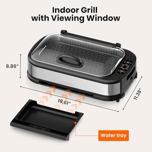 Electactic Smokeless Electric Grill & Griddle for Indoor Cooking, Nonstick Contact Grill with 6-Level Temperature Control, Dishwasher Safe Plates, Auto Shut-Off, Ideal for Kitchen, Apartment, Home - Image 2