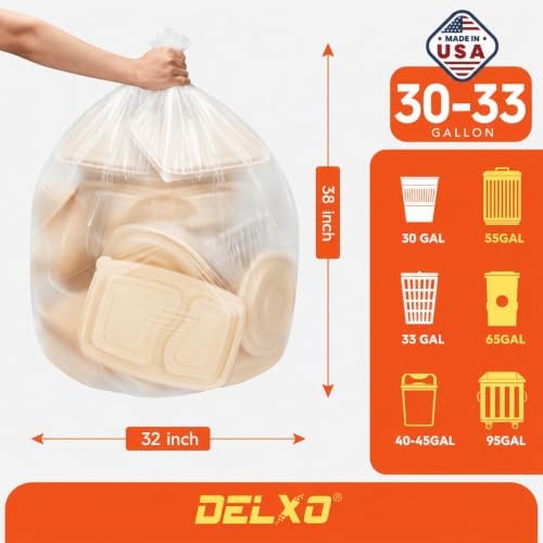 Delxo 30-33 Gallon Trash Bags, 2000 Count Bulk Value Large Garbage Bags - Image 3