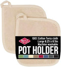 RITZ Terry Potholder & Hot Pad: Unparalleled Heat Resistant, Durable 100% Cotton – Ergonomically Designed for Optimal Grip – Easy-Care Machine Washable – 2-Pack, Latte by RITZ