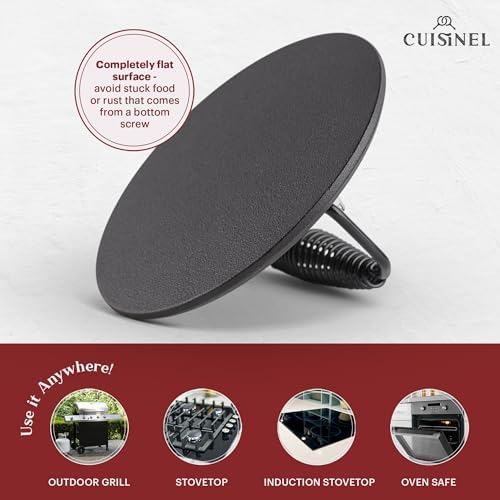 Cast Iron Skillet + Grill Press + Scraper Set - 12"-inch Pre-Seasoned Frying Pan + Silicone Handle Grip - 7" Round Burger Smasher - Indoor/Outdoor, Stove, Oven, Grill, Induction Kitchen Cookware - Image 6