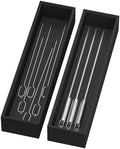 Lixple Bamboo Kitchen Drawer Organizer, 2 Pack, 12" x 3" x 2", Black by Lixple