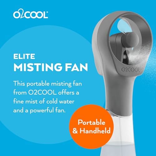 O2COOL Elite Handheld Misting Fan Battery Powered Grey - Image 2