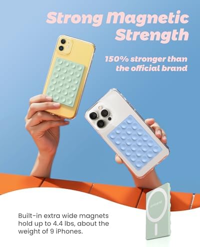 amBand Cute Preppy Stuff Silicone Suction Cup Phone Mount, Detachable Sticky Grip Holder for MagSafe Case, Easy to Use Video Accessories for Yoga/Dance/Call/Fitness, Matcha Green - Image 3