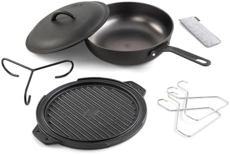 GSI Outdoors Guidecast Cast Iron Cookset, 10 in Frypan, Lid & Griddle by GSIOutdoors