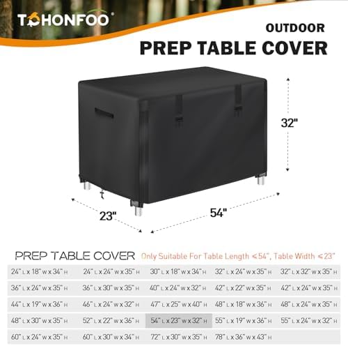 TOHONFOO Outdoor Prep Table Cover Waterproof for Grill Cart,54x23x32in - Image 2