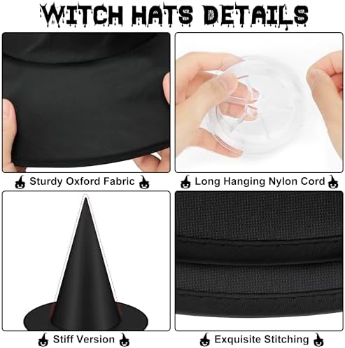 36 PCS Witch Hats, Black Witches Hat Halloween Decorations Ceiling Porch - Image 4