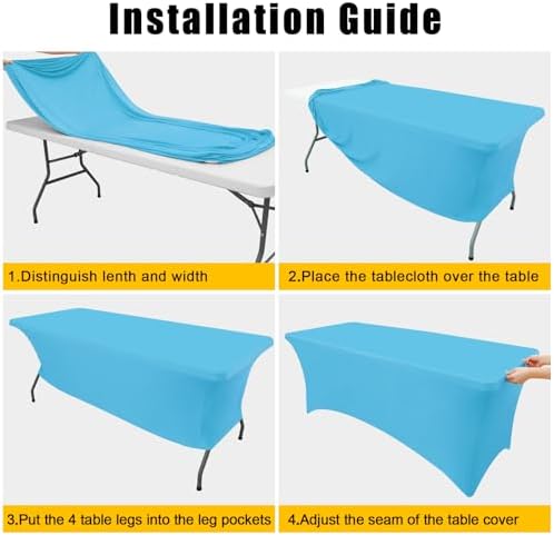 Smiry 2 Pack Spandex Table Cloth 4FT, Elastic Fitted Blue Mist Tablecloth - Image 6