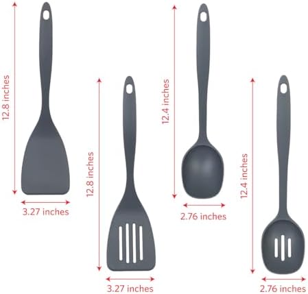 Glad Kitchen Utensils Set, 8pcs - Nonstick Cooking Tools with Utensil Holder - Nylon Spoon, Ladle, Skimmer, Spaghetti Server, and Turner Spatula Set - Dishwasher Safe, Grey - Image 3