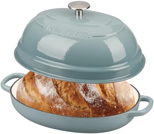 EDGING CASTING Enameled Oval Cast Iron Dutch Oven Pot with Lid, Bread Dutch Oven for Sourdough Bread Baking, Dutch Oven Bread, Bread Oven, 6QT, Seasalt - Image 3