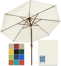 EliteShade USA 10-Year-Non-Fading 9ft Market Patio Umbrella, Commercial Grade Table Sun Umbrella with 80 Solar LED Lights, Crank Open, Windproof & UPF 50+ UV Protection for Garden, Deck, Pool, Backyard, Natural by EliteShade