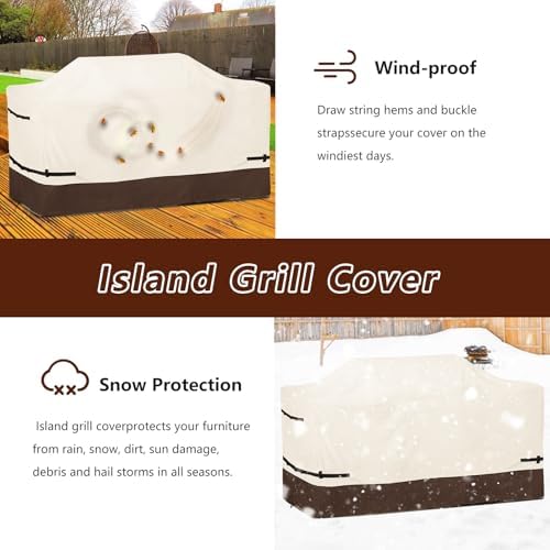 78Inch Island Grill Cover,Outdoor Extra Large Grill Cover,Brown - Image 7