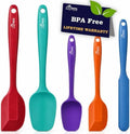 HOTEC 600℉ Heat Resistant Silicone Rubber Spatula Set,Multicolor, Set of 5 by Hotec