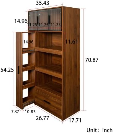 Kitchen Pantry Storage Cabinet Freestanding Tall Buffet Cupboard - Image 2