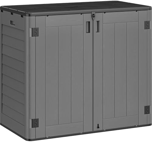YITAHOME Outdoor Storage Shed w/o Shelf, 30 cu ft Horizontal Storage Shed Outdoor, Resin Waterproof Storage Cabinet for Garage, Poolside, Bikes, and Garden (Dark Gray + Black) - Image 6