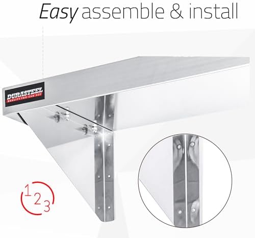 DuraSteel Stainless Steel Shelf - 72 Inch Wide x 14 Deep Commercial NSF Mounted Metal Wall Shelf Pantry Organizer Garage Storage Shelves - Rack Shelving Restaurant Kitchen Units Laundry Utility Room - Image 6
