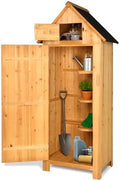 VINGLI Outdoor Wooden Storage Shed, Garden Shed Outside Tool Cabinet with Safety Latch, Patio Storage Organizer by VINGLI