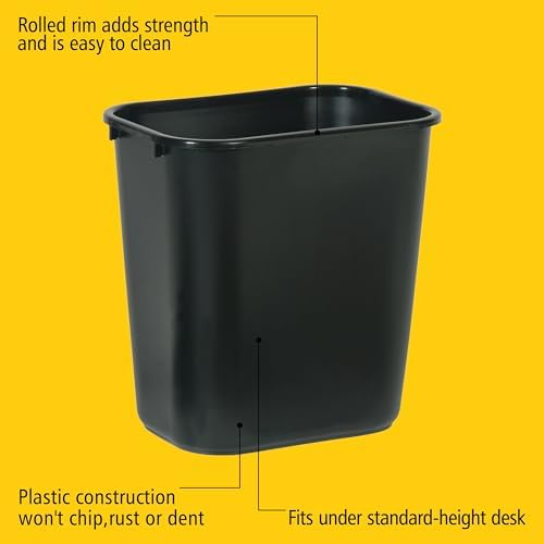 Rubbermaid Commercial Products Wastebasket, Black, 7-Gallon, 4 Pack - Image 4