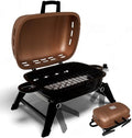 GasOne Tabletop Propane Grill – Portable Grill Propane with Heat Resistant Handles, Large Cooking Surface – User Friendly Temperature Control Knob Portable Gas Grill for RV, Camping, Home – Tan Brown by GASONE