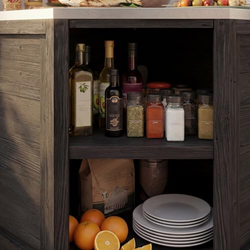 MOUMON Corner Patio Kitchen Storage Cabinet with Stainless Steel Countertop - Image 5