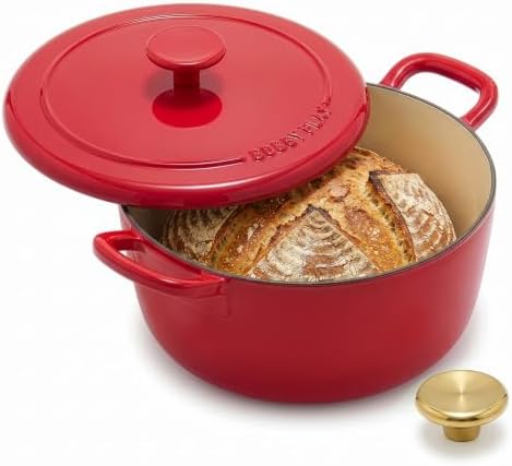 GreenPan x Bobby Flay 5.5QT Enameled Cast Iron Dutch Oven With Lid, Red by GreenPan