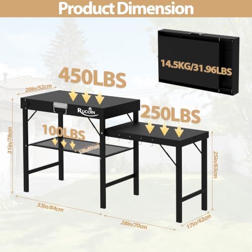 Grill Table - 61" L×31" H×20" W Heavy Duty Pizza Oven Stand - Image 2