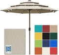 EliteShade USA 10-Year-Non-Fading 10ft 3-Tier Market Patio Umbrella, Commercial Table Umbrella with 80 Solar LED Lights, Crank Open, Windproof & UPF 50+ UV Protection for Garden, Deck, Pool, Backyard, No Tilt, Antique Beige by EliteShade
