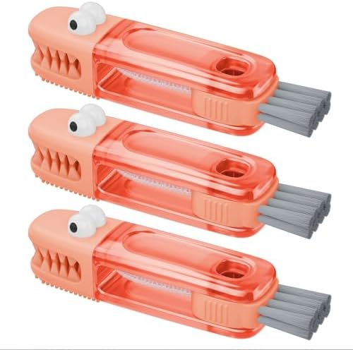 3 in 1 Cup Lid Gap Cleaning Brush Set, Multifunctional Bottle Cleaning Brush, Silicone Cup Lid Gap Cleaner, Home Kitchen Crevice Cleaning Tools (Red) by Nodirz